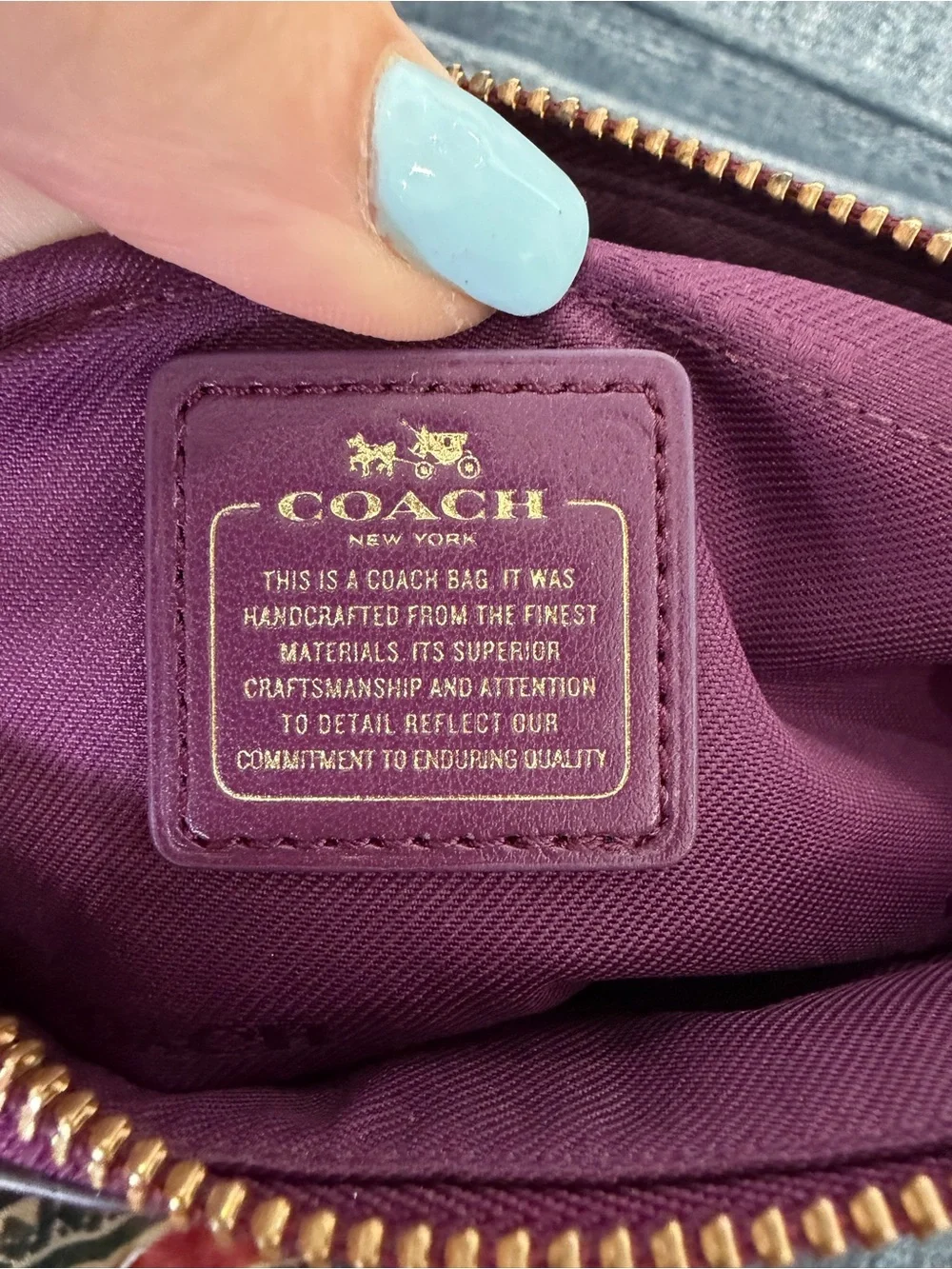 COACH 65152 Nolita 24 Wristlet Burgundy Purple Pebble Leather floral chain bag